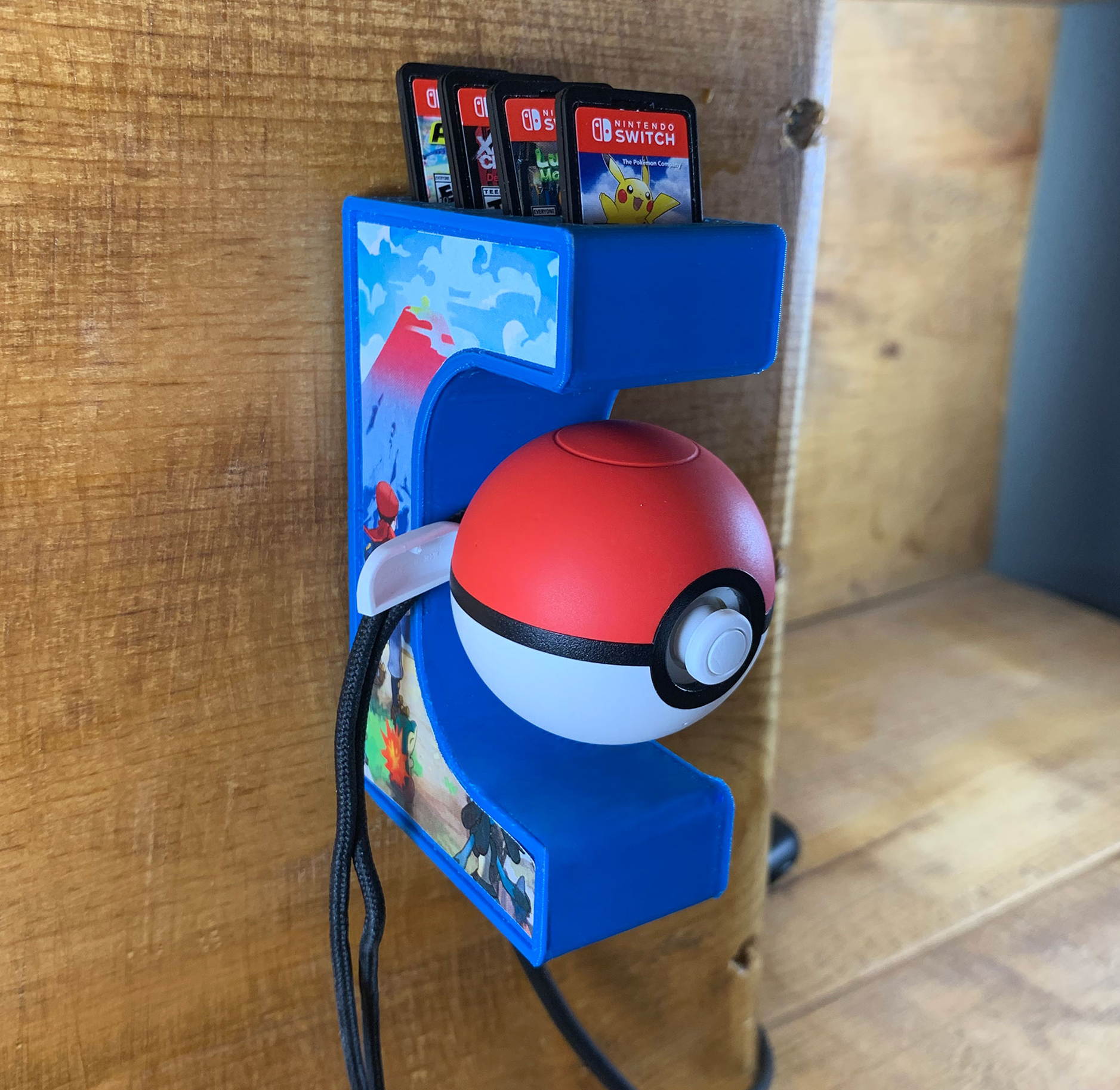 Pokeball Plus Charging Wall Mount: Game Cartridge Holder